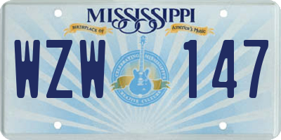 MS license plate WZW147