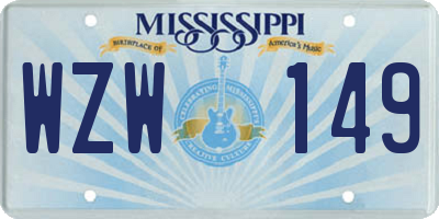 MS license plate WZW149