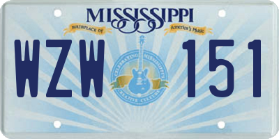 MS license plate WZW151
