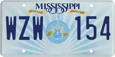 MS license plate WZW154