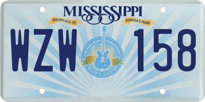 MS license plate WZW158