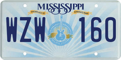MS license plate WZW160