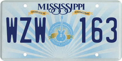 MS license plate WZW163