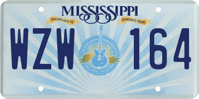 MS license plate WZW164