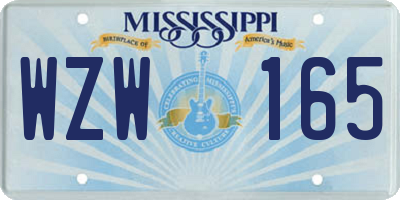 MS license plate WZW165