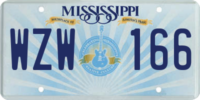 MS license plate WZW166