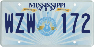 MS license plate WZW172