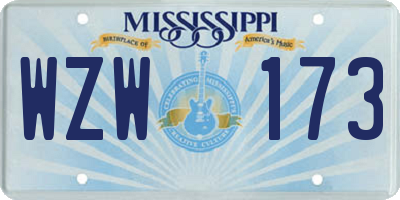 MS license plate WZW173