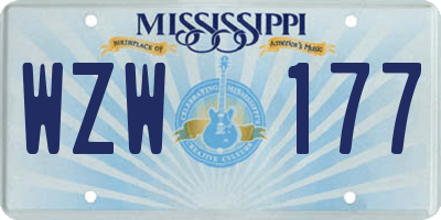 MS license plate WZW177