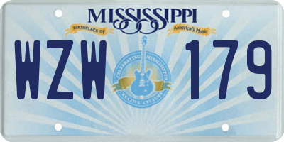 MS license plate WZW179