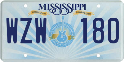 MS license plate WZW180