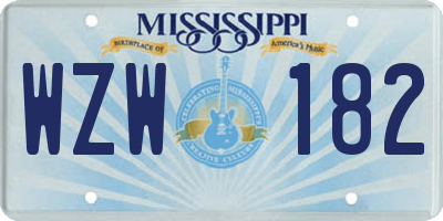 MS license plate WZW182