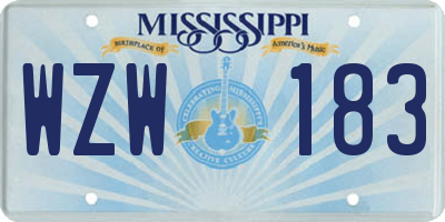 MS license plate WZW183