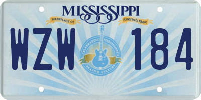 MS license plate WZW184