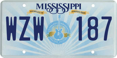 MS license plate WZW187