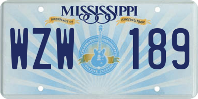 MS license plate WZW189