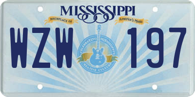 MS license plate WZW197