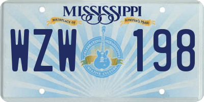 MS license plate WZW198