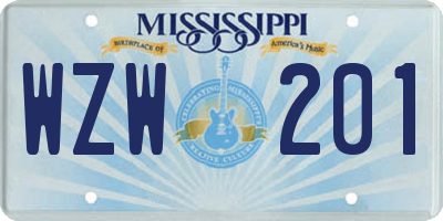 MS license plate WZW201