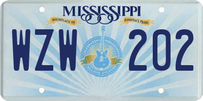 MS license plate WZW202
