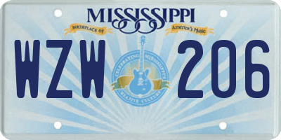 MS license plate WZW206