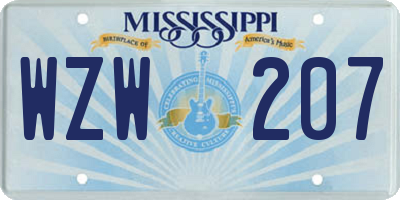 MS license plate WZW207