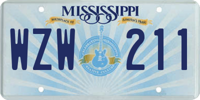 MS license plate WZW211