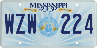 MS license plate WZW224