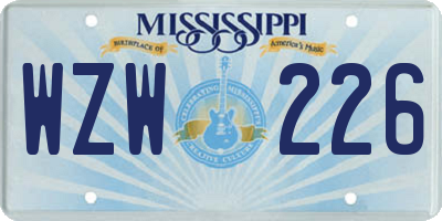 MS license plate WZW226