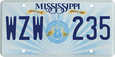MS license plate WZW235