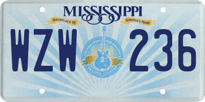 MS license plate WZW236