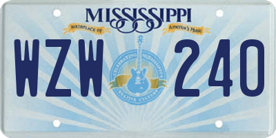 MS license plate WZW240