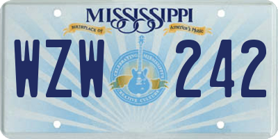 MS license plate WZW242