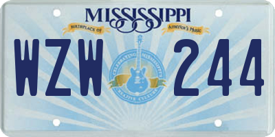 MS license plate WZW244