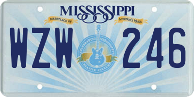 MS license plate WZW246