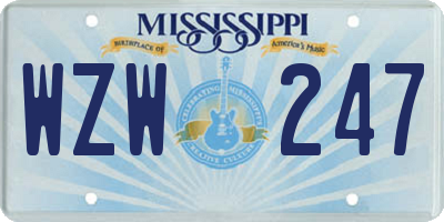 MS license plate WZW247