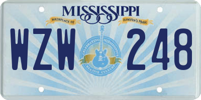 MS license plate WZW248