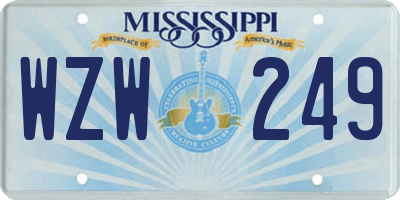 MS license plate WZW249