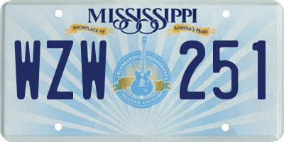 MS license plate WZW251