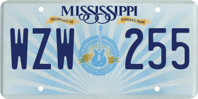 MS license plate WZW255