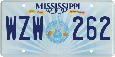 MS license plate WZW262