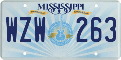 MS license plate WZW263