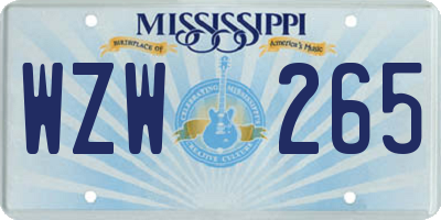MS license plate WZW265