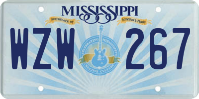 MS license plate WZW267