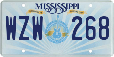 MS license plate WZW268