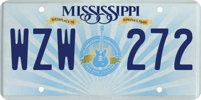 MS license plate WZW272