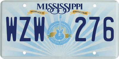 MS license plate WZW276