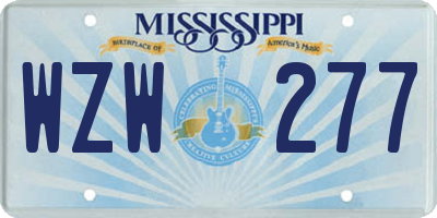 MS license plate WZW277