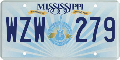 MS license plate WZW279