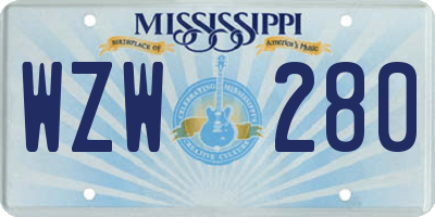 MS license plate WZW280